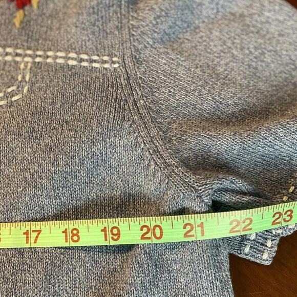 ALFRED DUNNER Blue Button Sweater Womens (L) Cotton Beaded Embroidered‎ Floral - Picture 5 of 8